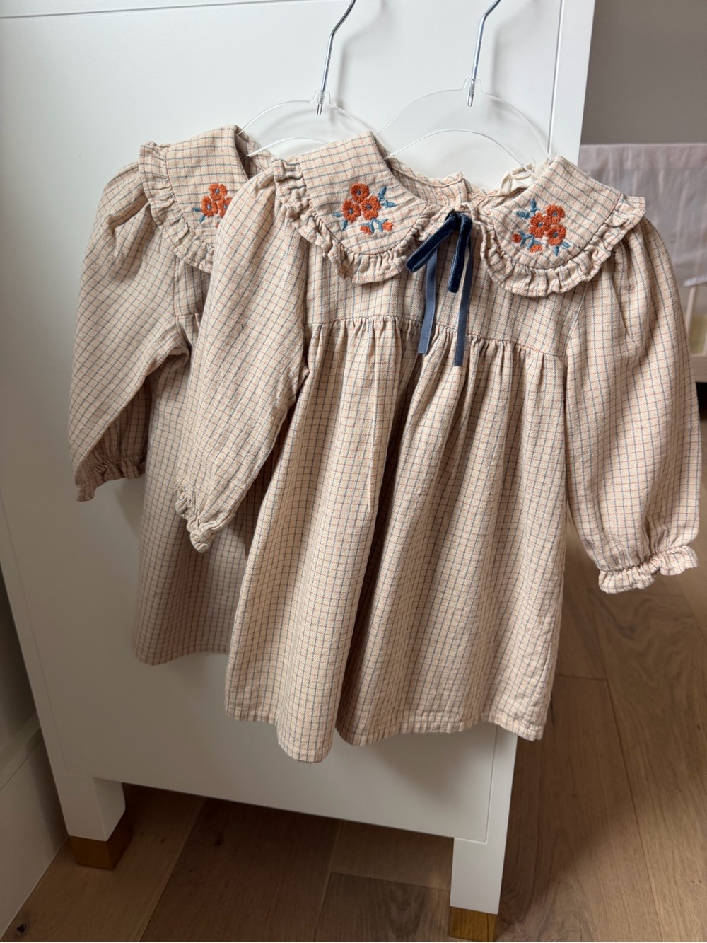 Louise Louise Paris Embroidered Plaid Peter Pan Collar French DesignerGirlsDress